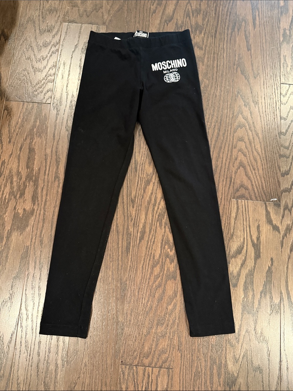 Moschino Kids Black Leggings with White Logo